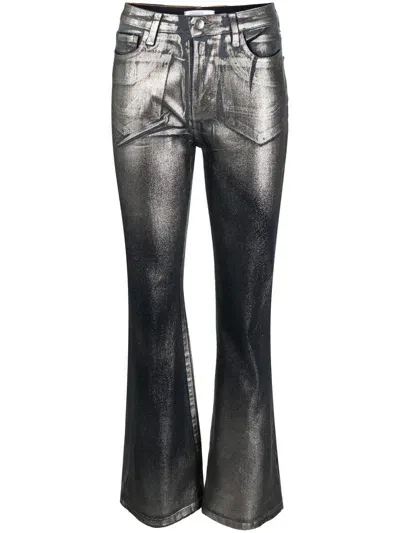 Madison.maison Metallic-effect Laminated Jeans In Silver