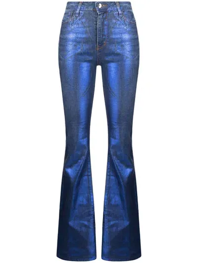 Madison.maison Metallic Flared Slim-cut Jeans In Blue