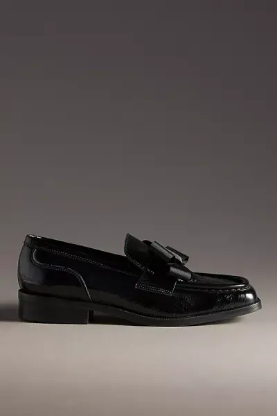 Maeve Bow Square-toe Loafers In Black