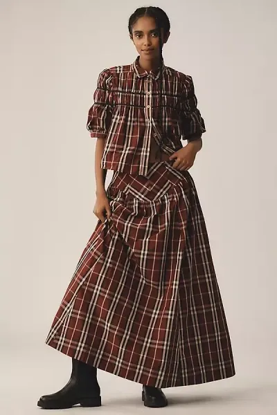 Maeve Drop-waist Taffeta Maxi Skirt In Multicolor