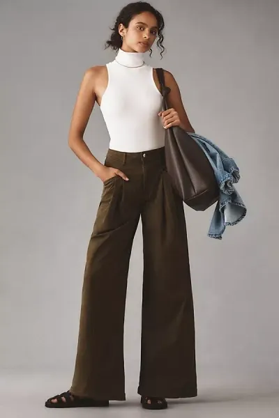 Maeve Oversized Wide-leg Chino Pants In Green