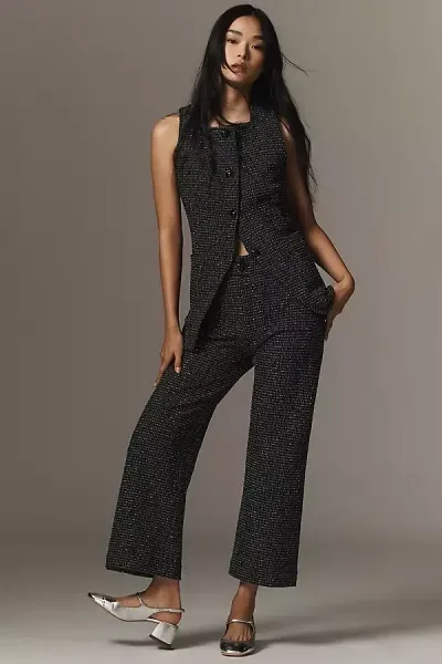 Maeve The Colette Cropped Wide-leg Pants By : Merrick White Tweed Edition In Multicolor