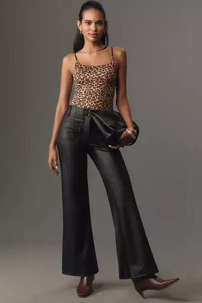 Maeve The Junie High-rise Wide-leg Flare Pants By : Faux Leather Edition In Black