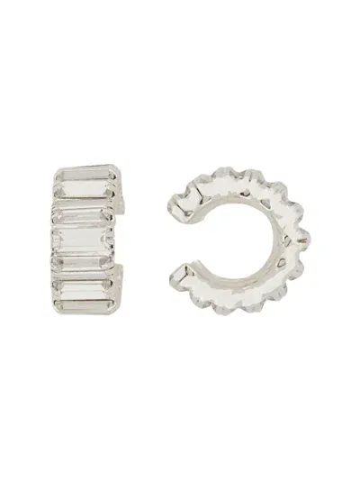 Magda Butrym Baguette Cut Earrings In Silver