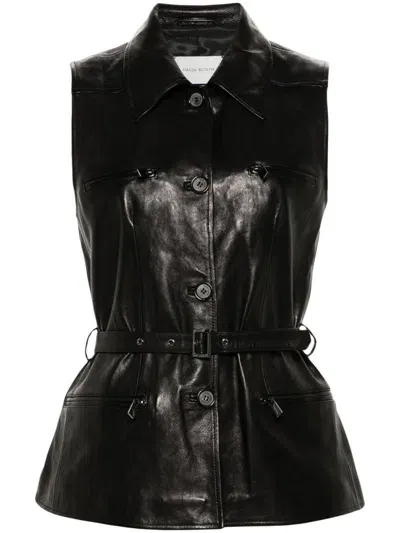 Magda Butrym Belted Leather Gilet In Black