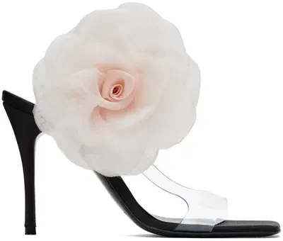 Magda Butrym Black Organza Flower Heeled Sandals