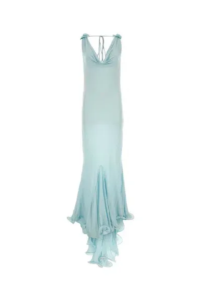 Magda Butrym Cowl Neck Maxi Dress In Blue