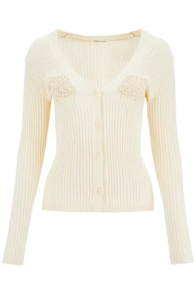 Magda Butrym Crochet Insert Cardigan With Eight In Neutro