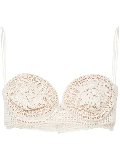 Magda Butrym Crochet-knit Bralette Top In 中性色