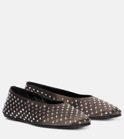 Magda Butrym Crystal-embellished Satin Ballet Flats In Braun