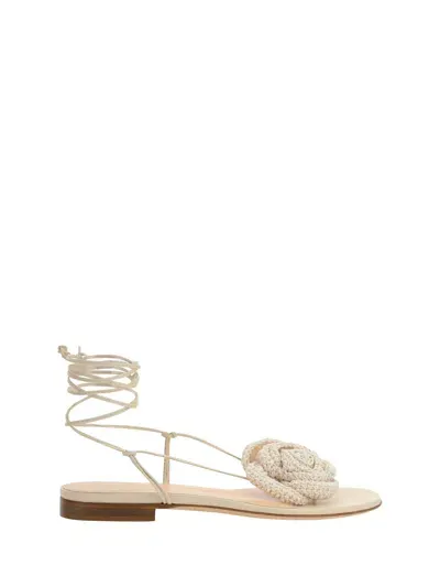 Magda Butrym Flat Flower Sandals In Cream