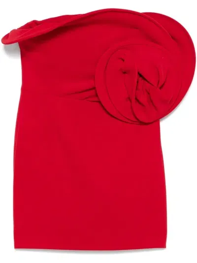 Magda Butrym Floral-appliqué Mini Dress In Rot