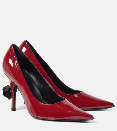 Magda Butrym Floral-appliqué Patent Leather Pumps In Red