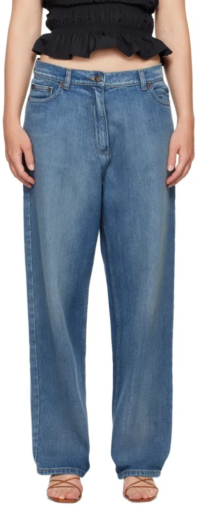 Magda Butrym Indigo Loose Leg Jeans In Navy