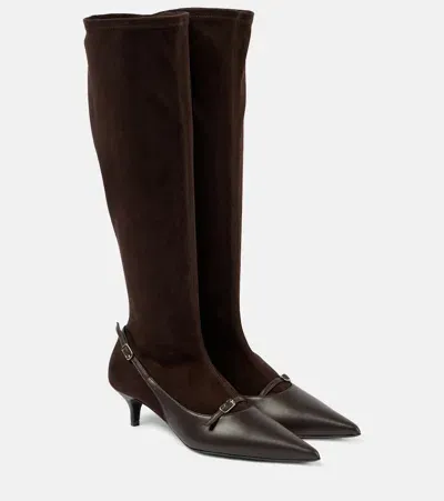 Magda Butrym Leather Slingback Pumps With Socks In Brown