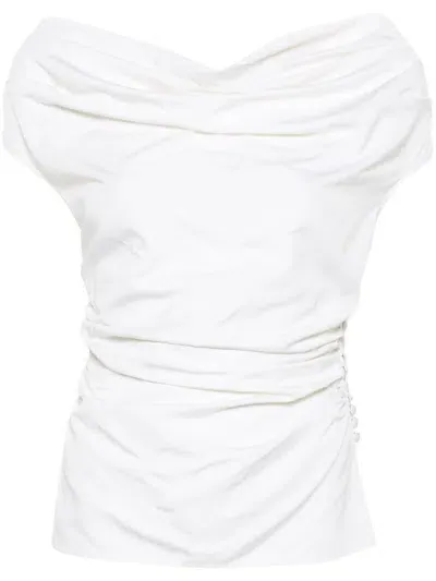 Magda Butrym Off Shoulder Draped Blouse In White