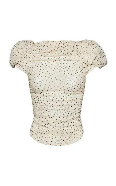 Magda Butrym Puff-sleeve Stretch Silk Top In Ivory