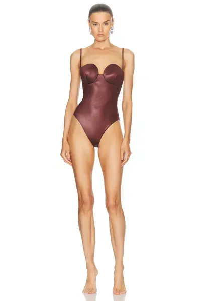 Magda Butrym Retro Bustier One Piece Swimsuit In Brown