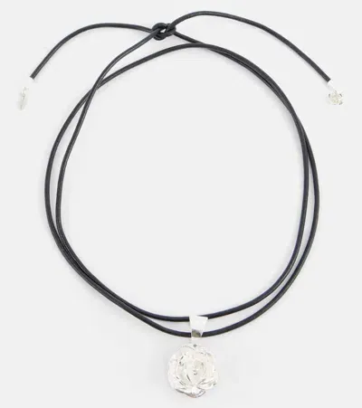 Magda Butrym Rose Silver And Leather Necklace