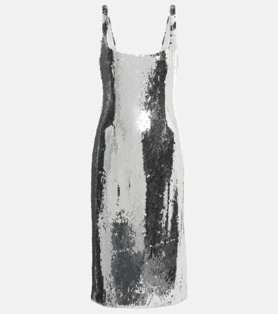 Magda Butrym Sequined Midi Dress In Silber