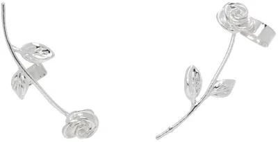 Magda Butrym Silver Rose Cuff Earrings