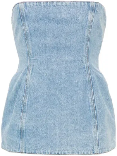 Magda Butrym Strapless Denim Corset In Blue