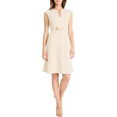 Maggy London Belted Sheath Dress In Horn