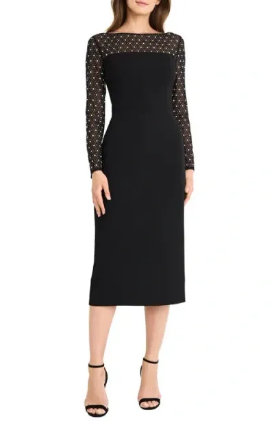 Maggy London Embellished Rhinestone Sheath Dress In Black