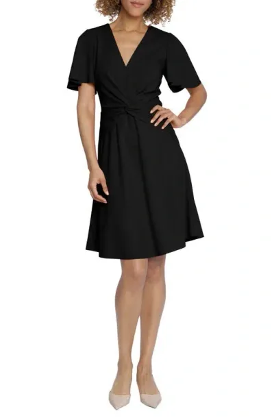 Maggy London Flutter Sleeve Dress In Black