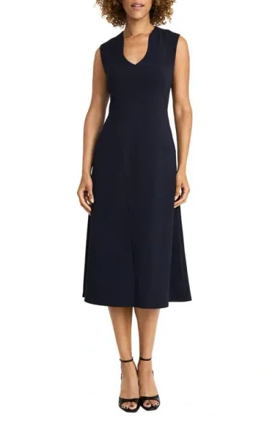 Maggy London Sleeveless Seamed Midi Dress In Twilight Navy