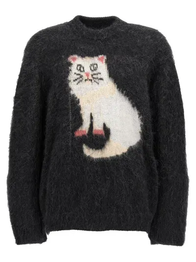 Magliano Gattone Cat Detailed Sweater In Multi