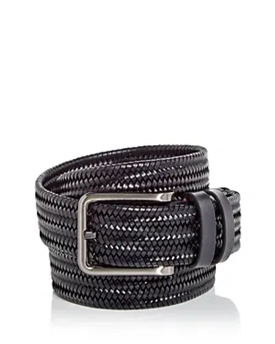 Magnanni Astoria Woven Leather Belt In Navy