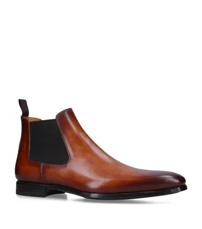 Magnanni Leather Chelsea Boots In Brown