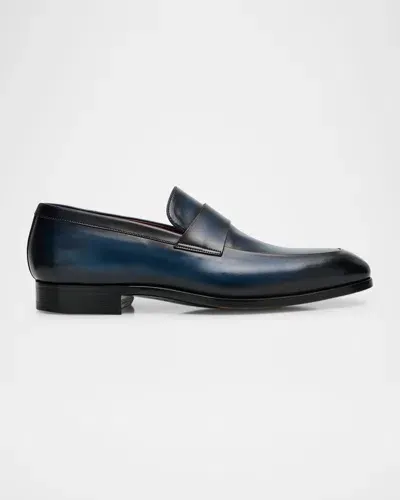 Magnanni Men's Athena Leather Penny Loafers In Navy