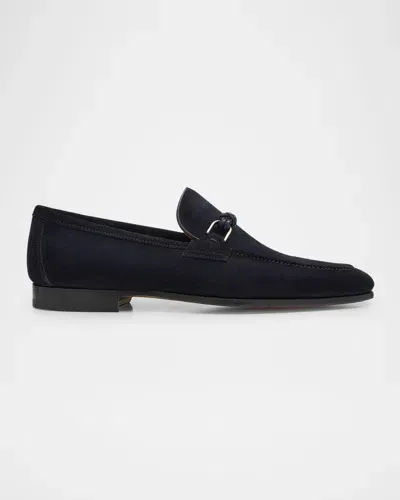 Magnanni Men's Silvano Rope Suede Bit Loafers In Navy