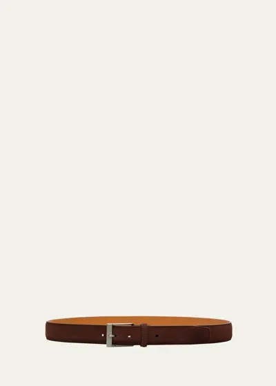 Magnanni Men's Telante Suede Belt In Brick Suede