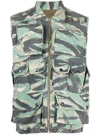 Maharishi Camouflage-print Waistcoat In Green