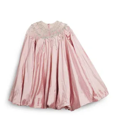 Maison Ava Kids' Silk Maxine Puffball Dress In Pink