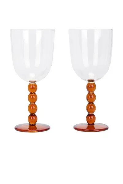 Maison Balzac Volute Wine Glasses Set Of 2 In Clear & Amber