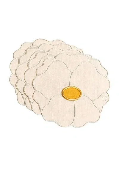 Maison Balzac Wild Rose Napkins In Ivory & Yellow