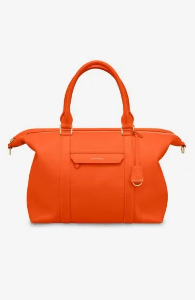 Maison De Sabre Maison De Sabré Large Leather Weekender Bag In Manhattan Orange