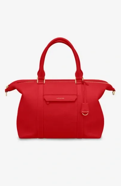 Maison De Sabre Maison De Sabré Large Leather Weekender Bag In Pomegranate Red