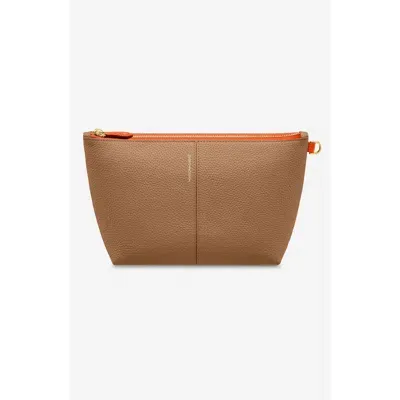 Maison De Sabre Maison De Sabré Small Leather Flaire Pouch In Manhattan Sandstone