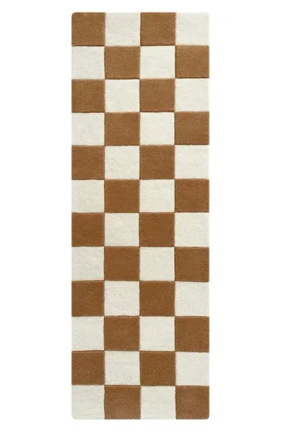 Maison Deux Checkerboard Wool Rug In Brown