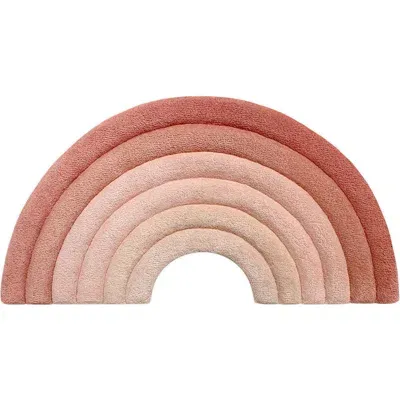 Maison Deux Kids' Rainbow Wool Rug In Pink