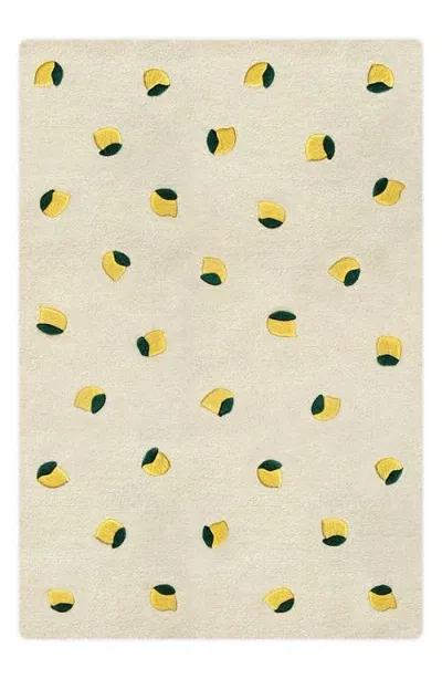 Maison Deux Lemons Wool Rug In Cream/yellow