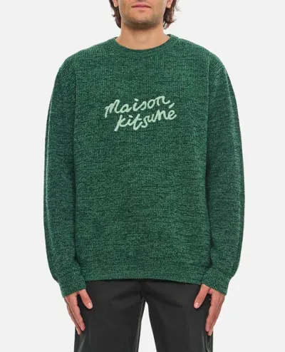 Maison Kitsunã© Maison Kitsune Handwriting Comfort Jumper In Green