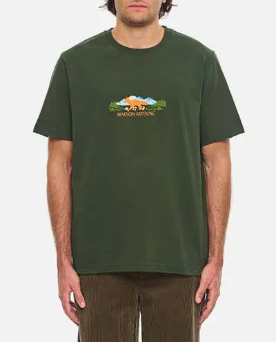 Maison Kitsunã© Outdoor Profile Fox Comfort Tee-shirt In Green