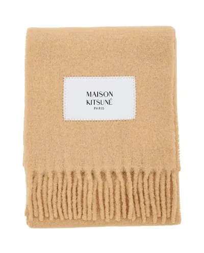 Maison Kitsuné Baby Alpaca Scarf In Brown