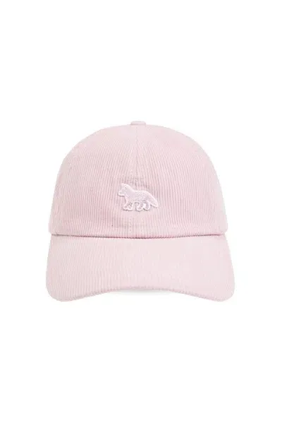 Maison Kitsuné Baby Fox Patch Corduroy Cap In Pink